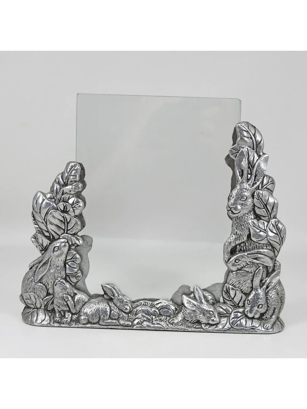 Vintage Arthur Court Bunny Rabbit Cast Aluminum Floating Picture Frame 1989 5x7